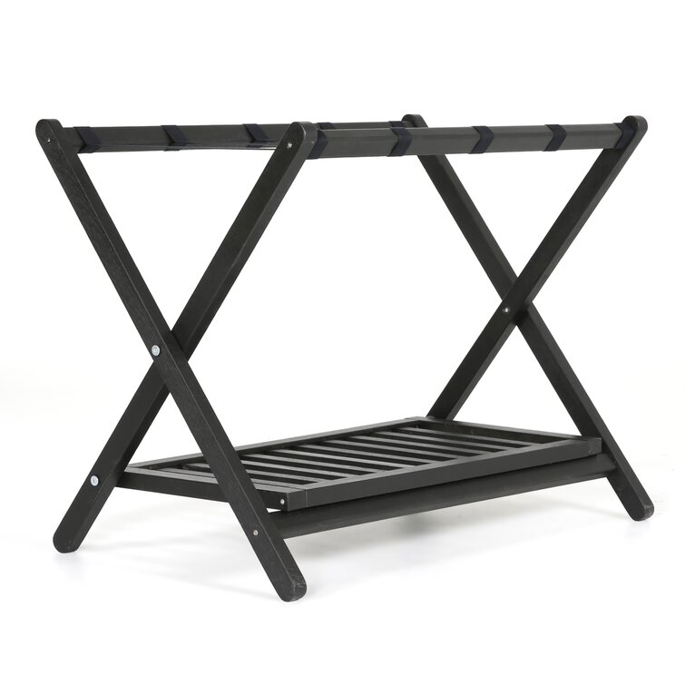 MT Displays Beech Wood Folding Luggage Rack With Woolen Strips And